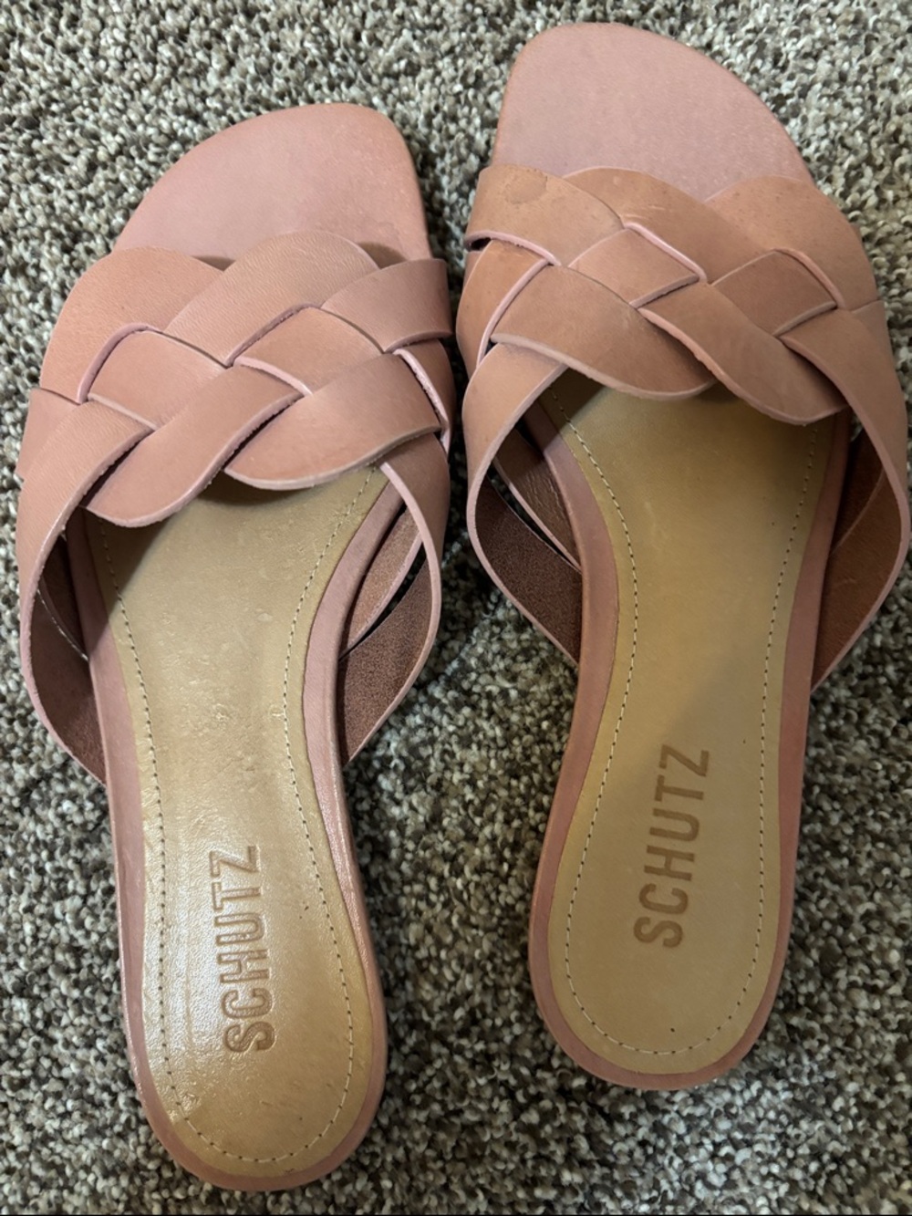 SCHUTZ Pink Braided Slide Sandals